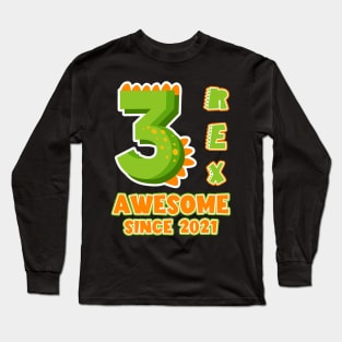 3rd Birthday Dinosaurs Themed Bday Gift For Boys Kids Long Sleeve T-Shirt